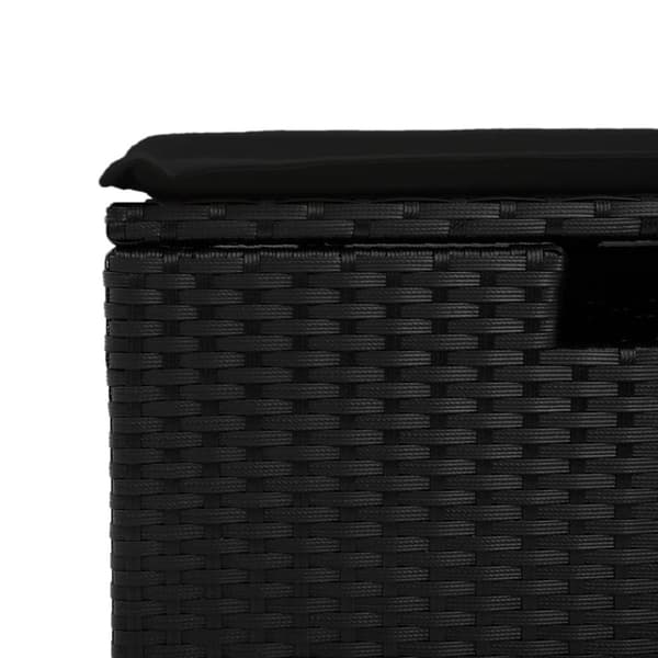 vidaXL haveskammel med hynde 55x55x37 cm polyrattan sort