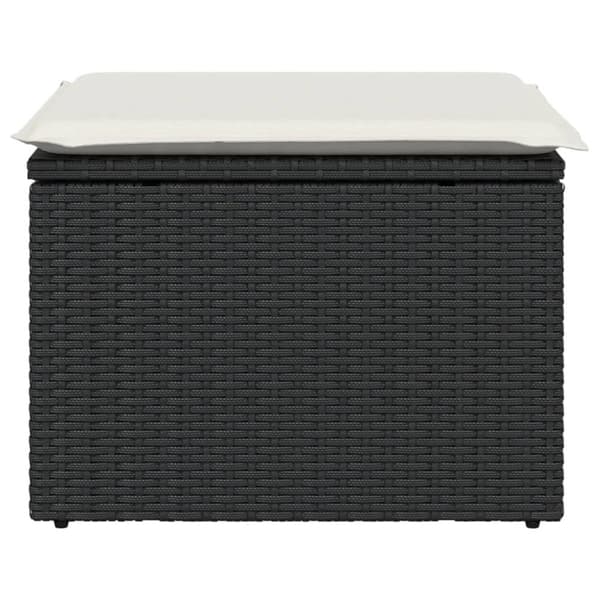 vidaXL haveskammel med hynde 55x55x37 cm polyrattan sort