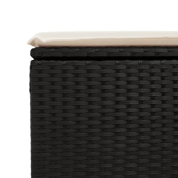 vidaXL haveskammel med hynde 55x55x37 cm polyrattan sort