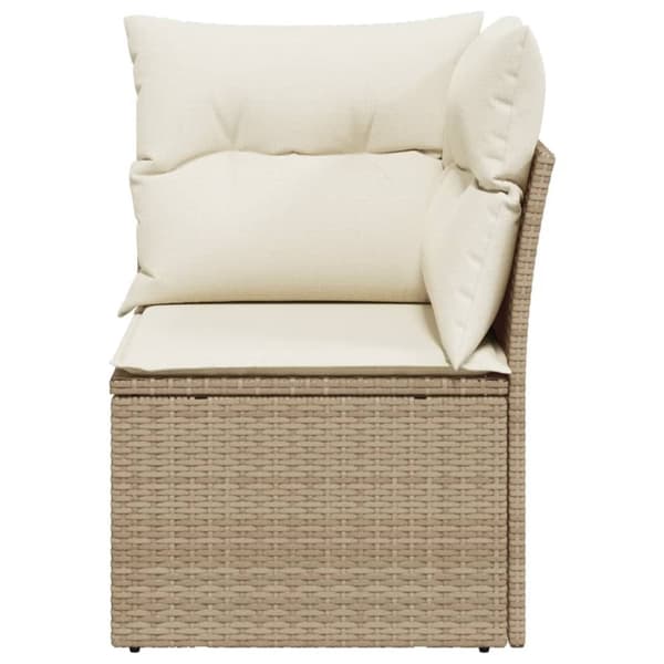 vidaXL Soffa hörnsektion för trädgården med dynor beige konstrotting