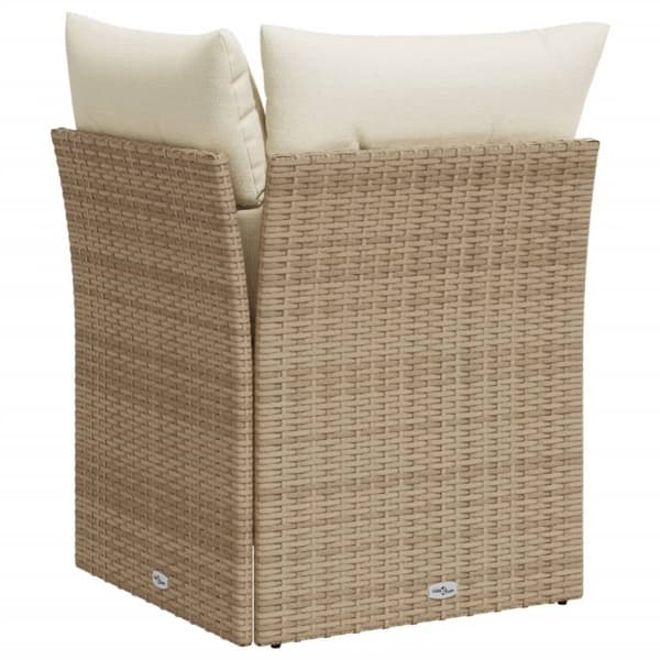 vidaXL Soffa hörnsektion för trädgården med dynor beige konstrotting