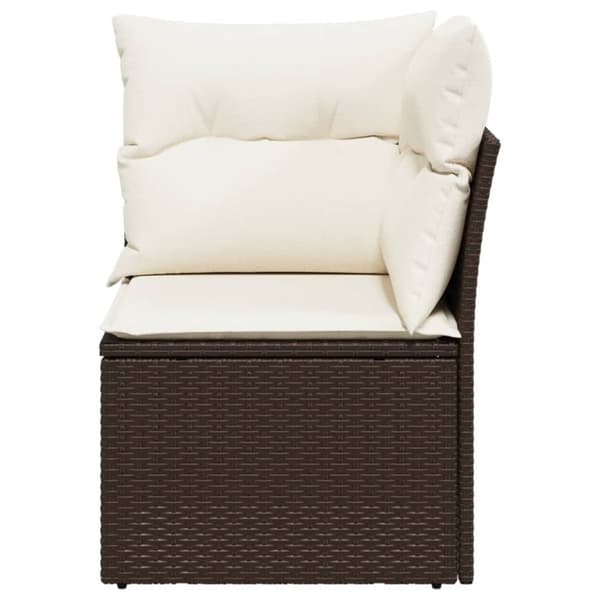 vidaXL hjørnemodul til havesofa med hynder polyrattan brun