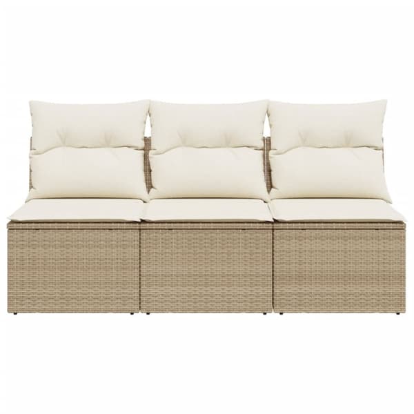 vidaXL 3-personers havesofa med hynder polyrattan beige
