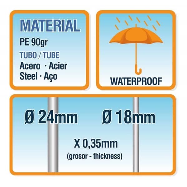 Aktive Plast Gazebo, 300 x 600 x 255 cm, Stålrör 24/18/18 mm, Vit - 53992