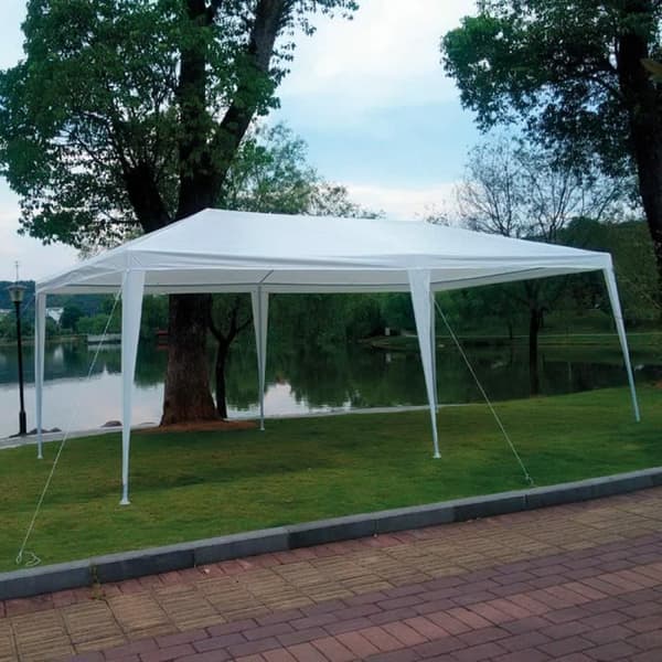 Aktive Plast Gazebo, 300 x 600 x 255 cm, Stålrör 24/18/18 mm, Vit - 53992