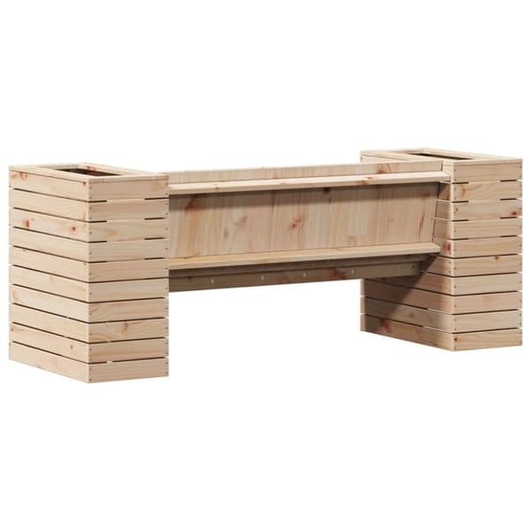 vidaXL bænk med plantekasser 167,5x60x65 cm massivt fyrretræ