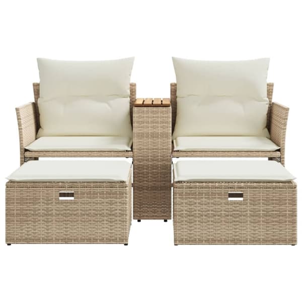vidaXL 2-personers havesofa med skamler polyrattan beige