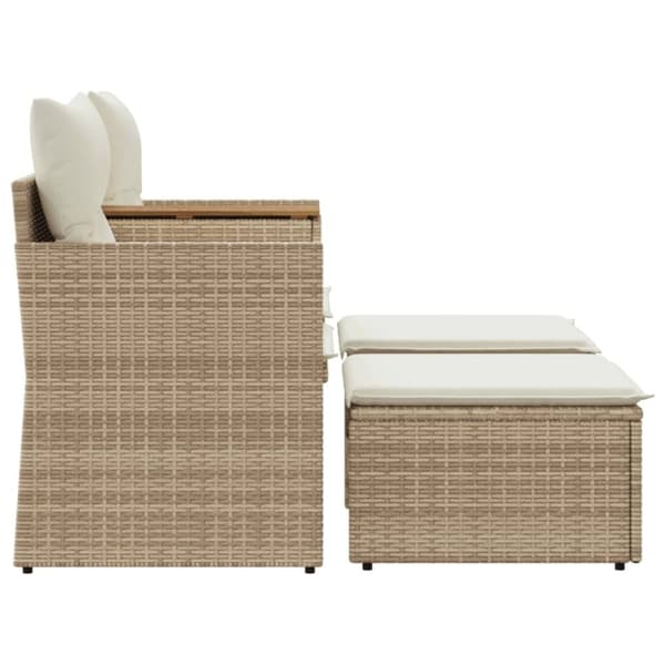 vidaXL 2-personers havesofa med skamler polyrattan beige