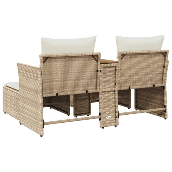 vidaXL 2-personers havesofa med skamler polyrattan beige