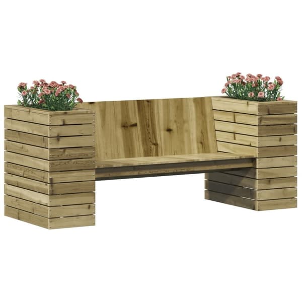 vidaXL bænk med plantekasser 167,5x60x65 cm imprægneret fyrretræ