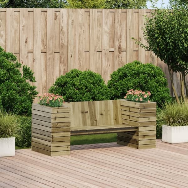 vidaXL Benk med plantekasser 167,5x60x65 cm impregnert furu