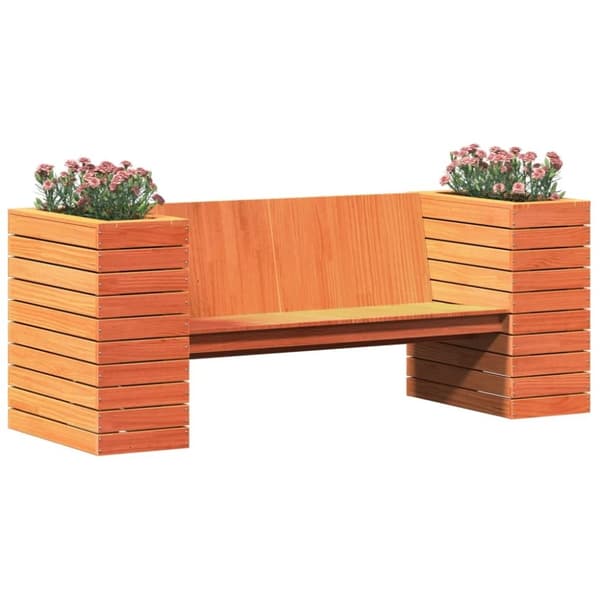 vidaXL Benk med plantekasser voksbrun 167,5x60x65 cm heltre furu