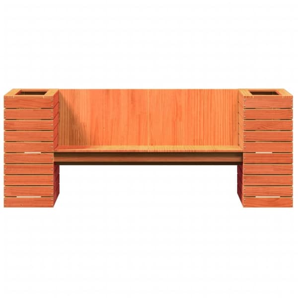 vidaXL Benk med plantekasser voksbrun 167,5x60x65 cm heltre furu