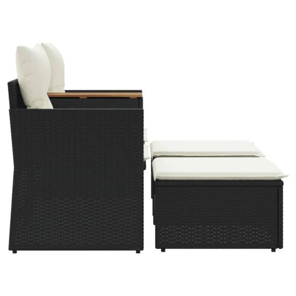 vidaXL 2-personers havesofa med skamler polyrattan sort