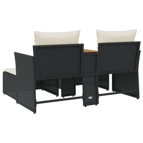vidaXL 2-personers havesofa med skamler polyrattan sort