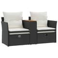 Miniatyrbillede 7 af 10: vidaXL 2-personers havesofa med skamler polyrattan sort