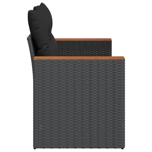 vidaXL 2-personers havesofa med hynder polyrattan sort