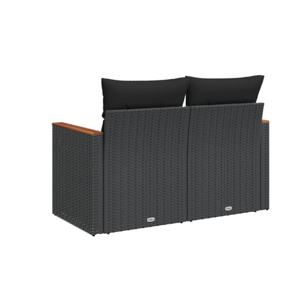 vidaXL 2-personers havesofa med hynder polyrattan sort