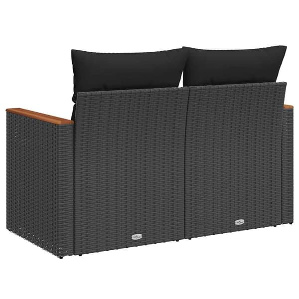 vidaXL 2-personers havesofa med hynder polyrattan sort