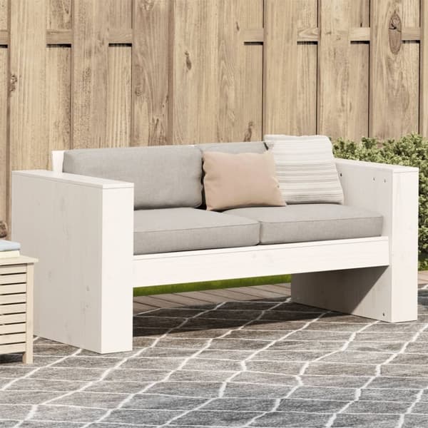 vidaXL Puutarhasohva 2-istuttava valkoinen 134x60x62 cm täysi mänty