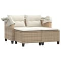 Miniatyrbillede 3 af 11: vidaXL 2-personers havesofa med baldakin og skamler polyrattan beige