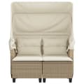 Miniatyrbillede 4 af 11: vidaXL 2-personers havesofa med baldakin og skamler polyrattan beige