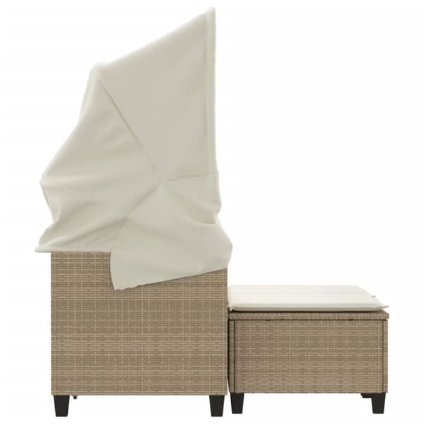 vidaXL 2-personers havesofa med baldakin og skamler polyrattan beige