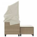 Miniatyrbillede 5 af 11: vidaXL 2-personers havesofa med baldakin og skamler polyrattan beige