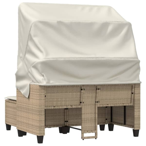vidaXL 2-personers havesofa med baldakin og skamler polyrattan beige