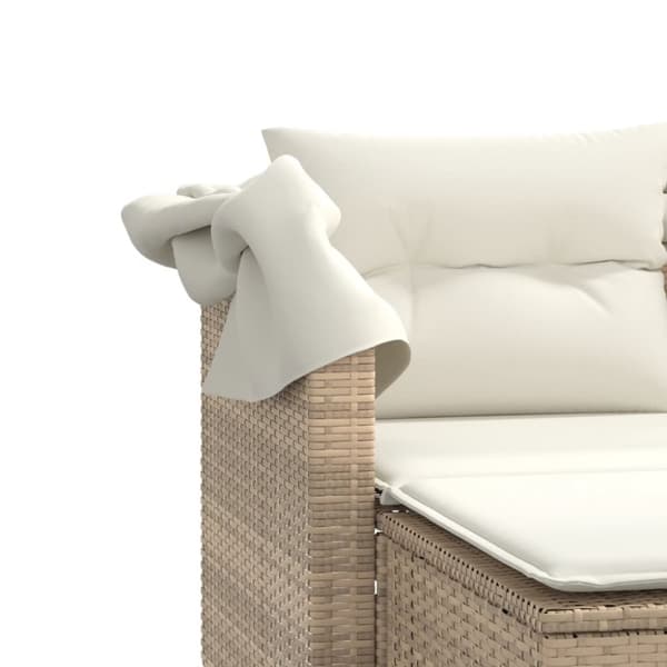 vidaXL 2-personers havesofa med baldakin og skamler polyrattan beige
