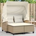 Miniatyrbillede 11 af 11: vidaXL 2-personers havesofa med baldakin og skamler polyrattan beige