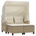 Miniatyrbillede 1 af 11: vidaXL 2-personers havesofa med baldakin og skamler polyrattan beige