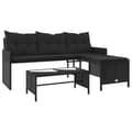 Miniatyrbilde 2 av 11: vidaXL Hagesofa med bord og puter L-formet svart polyrotting