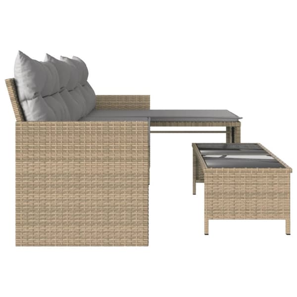 vidaXL Trädgårdssoffa med bord och dynor L-formad beige konstrotting