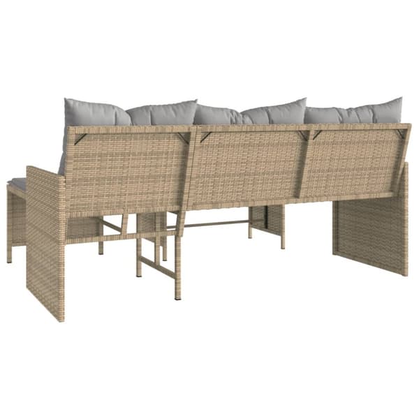 vidaXL Trädgårdssoffa med bord och dynor L-formad beige konstrotting
