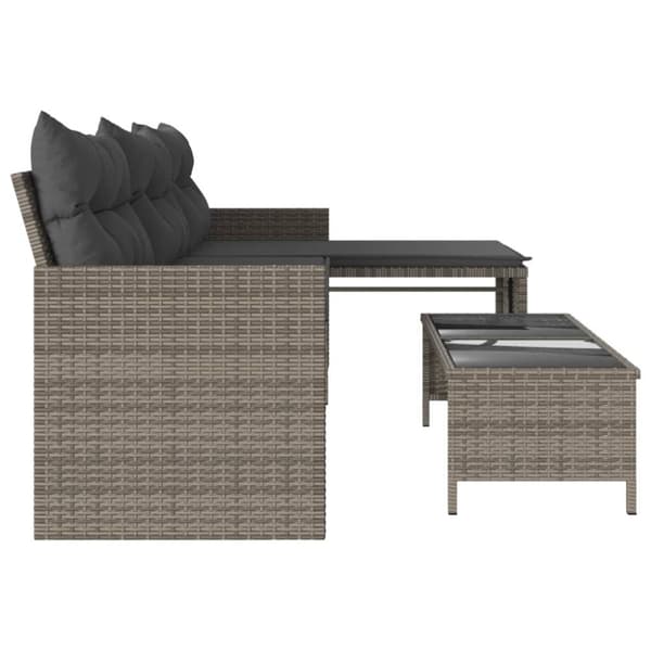 vidaXL havesofa med bord og hynder L-formet polyrattan grå