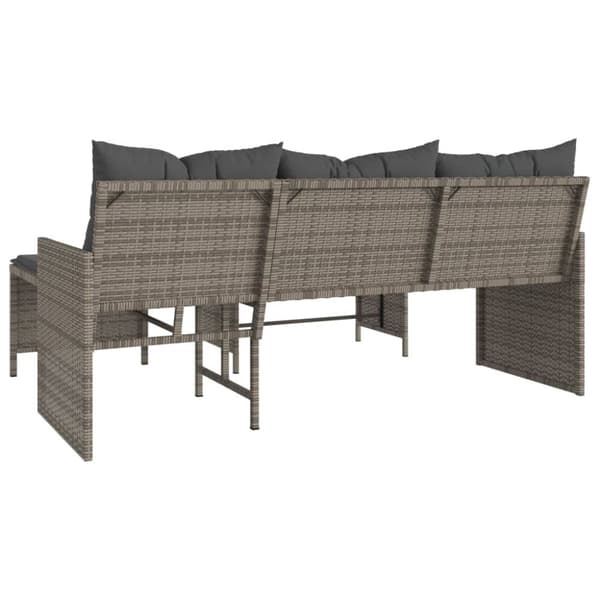 vidaXL Hagesofa med bord og puter L-formet grå polyrotting