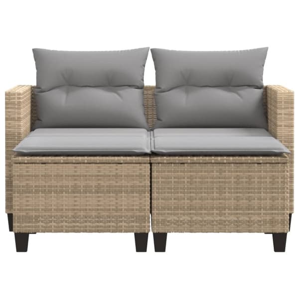 vidaXL Trädgårdssoffa 2-sits med pallar beige konstrotting