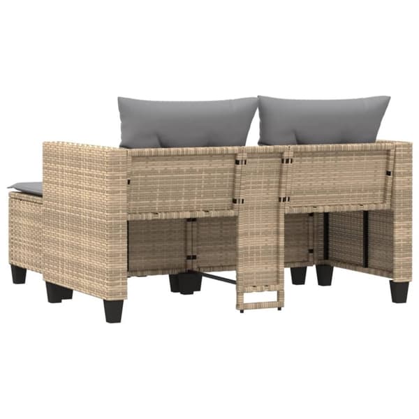vidaXL Trädgårdssoffa 2-sits med pallar beige konstrotting