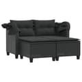 Miniatyrbillede 3 af 11: vidaXL 2-personers havesofa med baldakin og skamler polyrattan sort