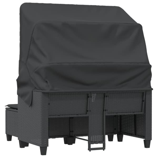 vidaXL 2-personers havesofa med baldakin og skamler polyrattan sort