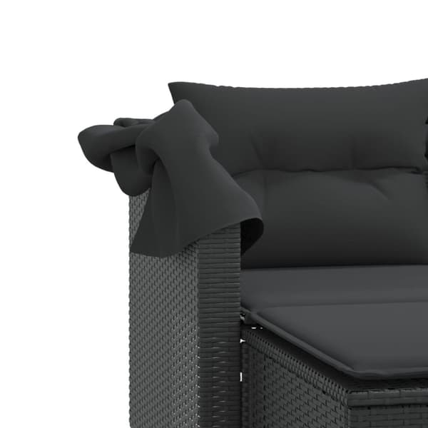 vidaXL 2-personers havesofa med baldakin og skamler polyrattan sort