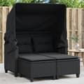 Miniatyrbillede 11 af 11: vidaXL 2-personers havesofa med baldakin og skamler polyrattan sort