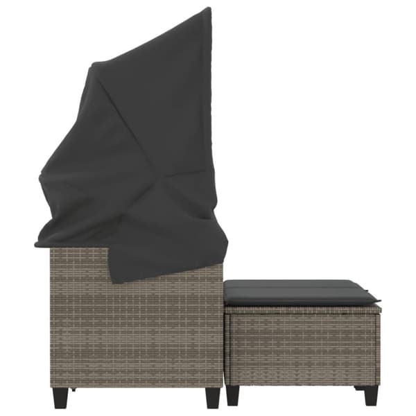 vidaXL 2-personers havesofa med baldakin og skamler polyrattan grå
