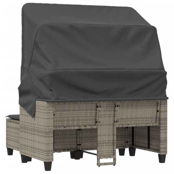 vidaXL 2-personers havesofa med baldakin og skamler polyrattan grå