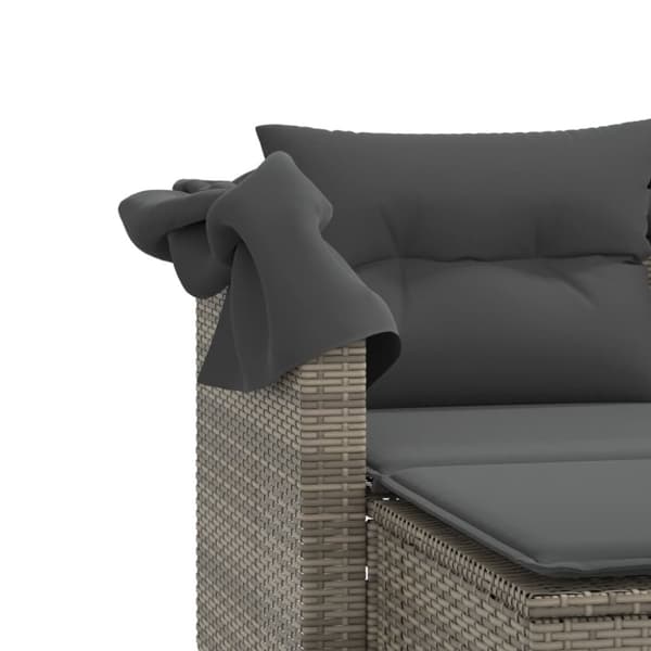vidaXL 2-personers havesofa med baldakin og skamler polyrattan grå