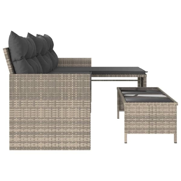 vidaXL havesofa med bord og hynder L-formet polyrattan lysegrå