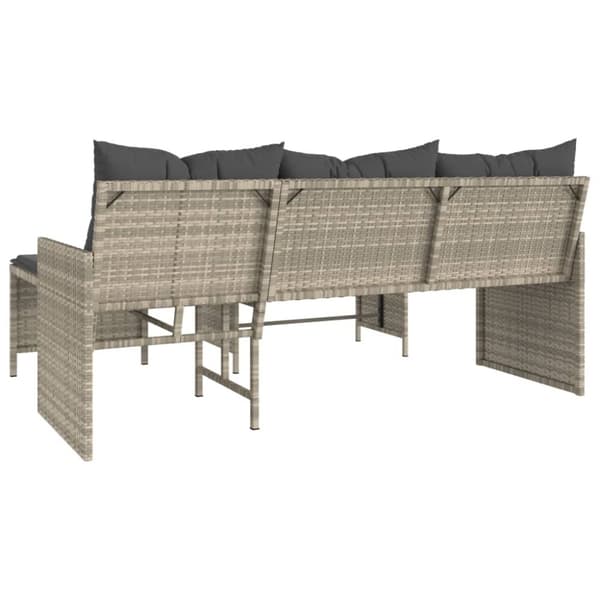vidaXL havesofa med bord og hynder L-formet polyrattan lysegrå