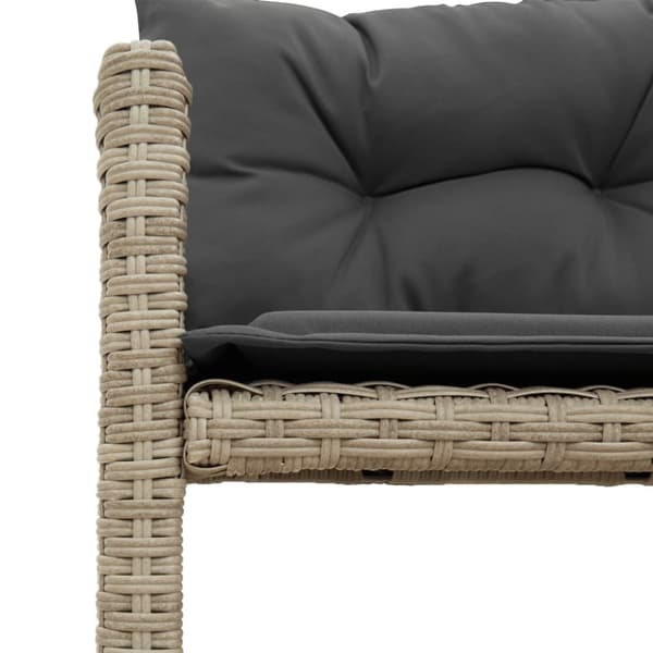vidaXL havesofa med bord og hynder L-formet polyrattan lysegrå