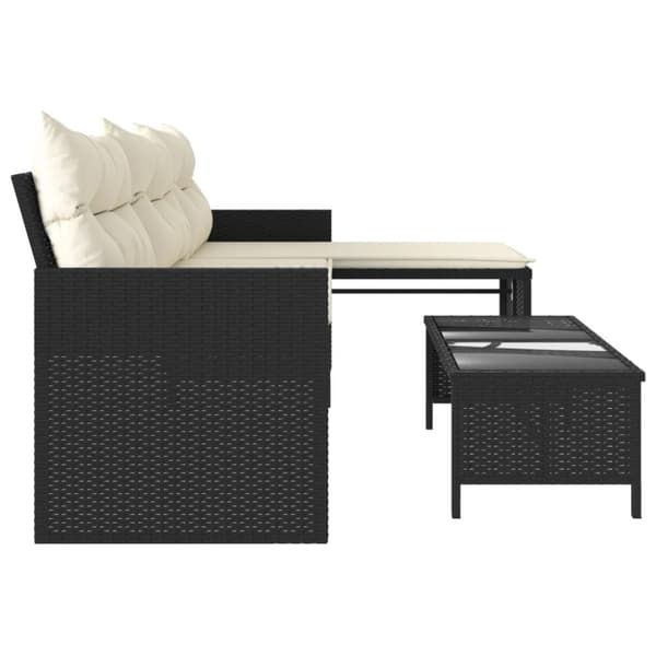 vidaXL havesofa med bord og hynder L-formet polyrattan sort